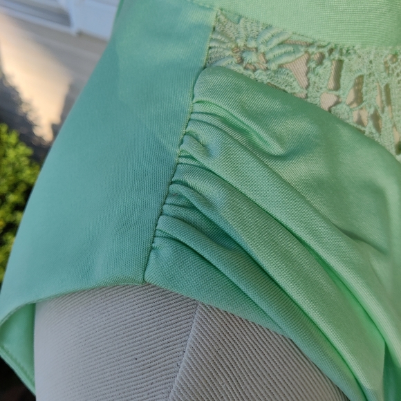 M/L 1970s Mint Green Maxi Prom / Bridesmaid Dress - Picture 9 of 13